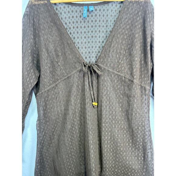 St. Johns Bay brown mesh swimsuit, cover up XL pool beach summer.  - Picture 6 of 10